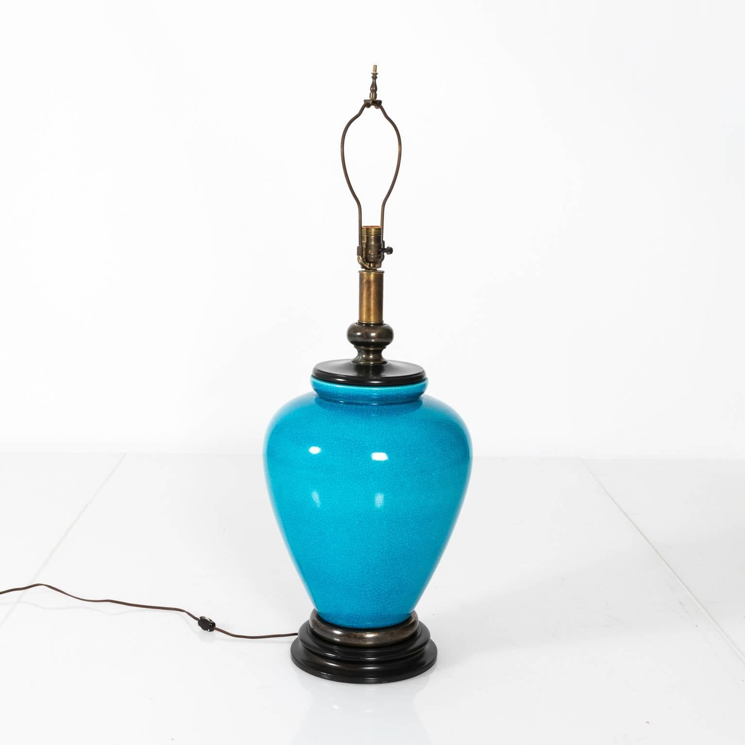 Glazed Large Midcentury Table Lamp