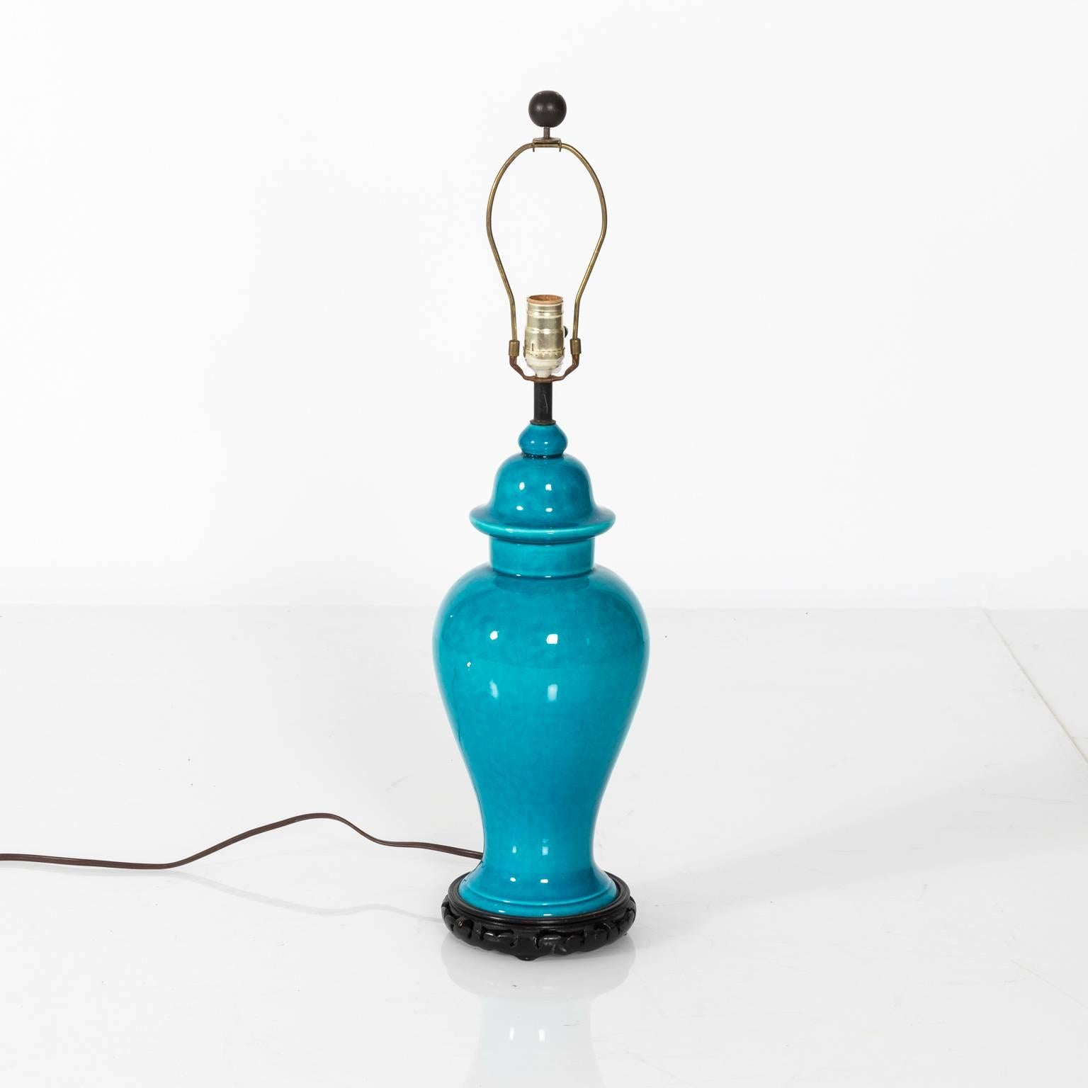 Turquoise Ceramic Lamp For Sale 1
