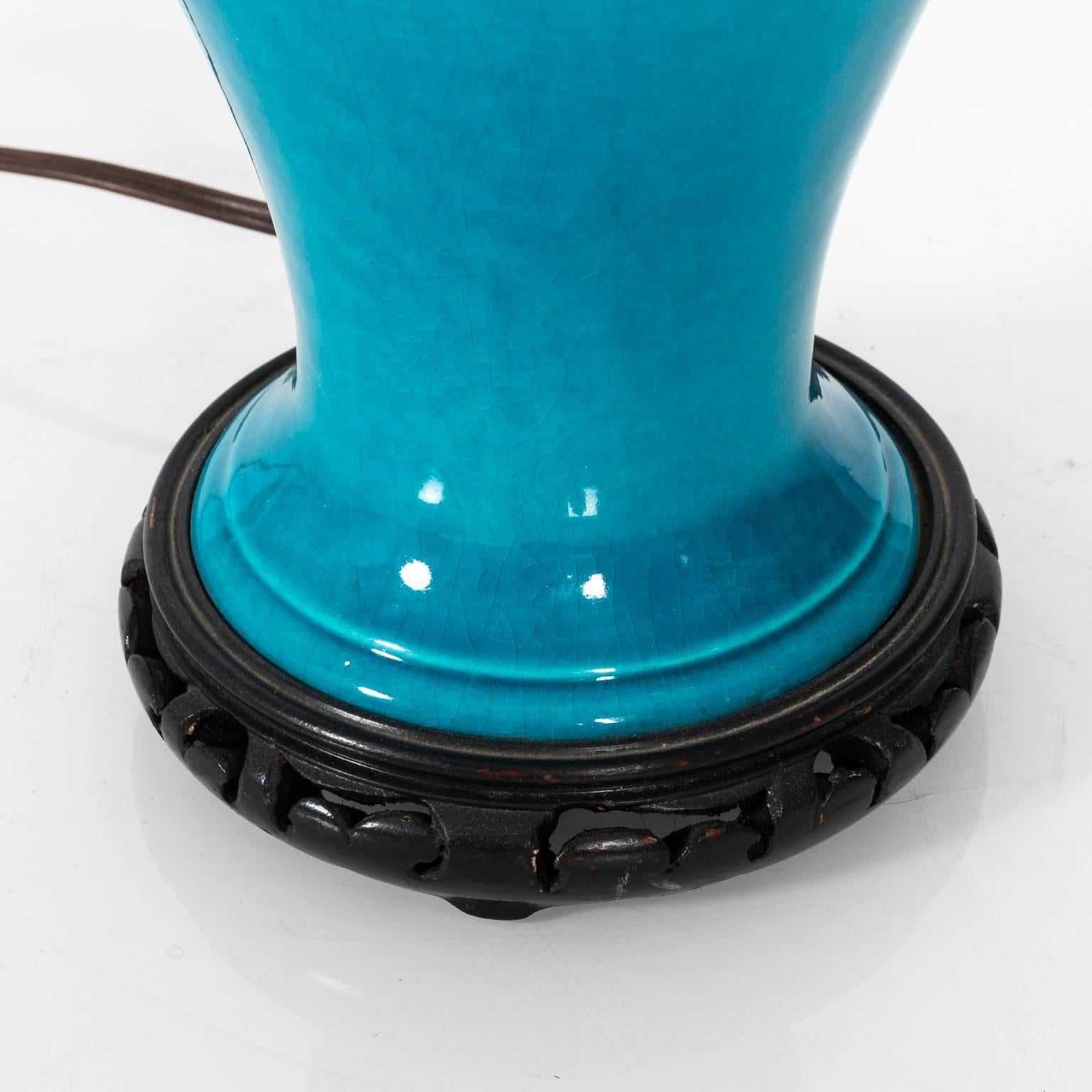 Turquoise Ceramic Lamp For Sale 2