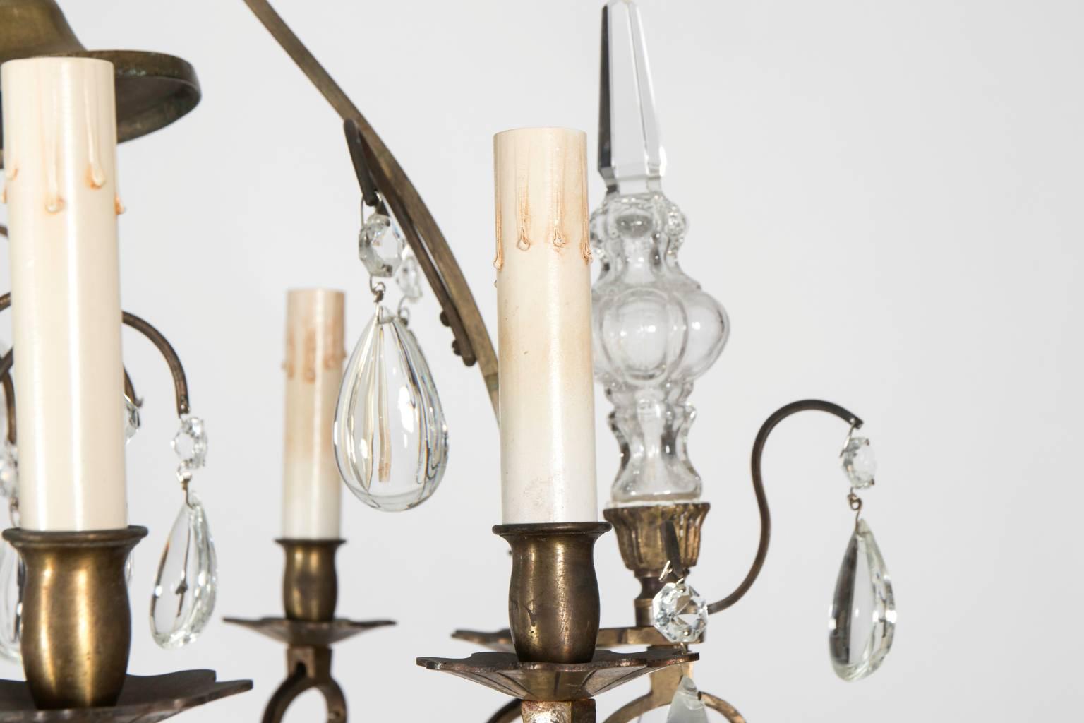 Eight-Light Crystal Chandelier, circa 1900 For Sale 1