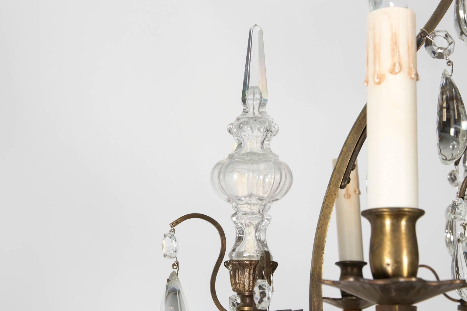 Eight-Light Crystal Chandelier, circa 1900 For Sale 4