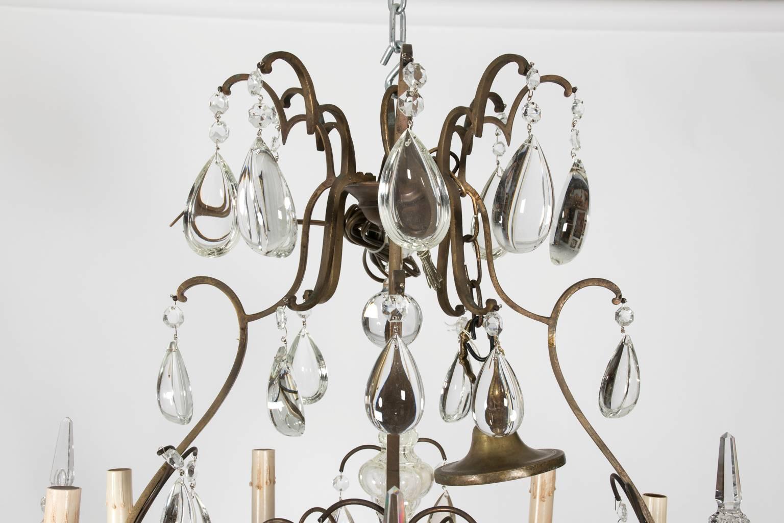 Eight-Light Crystal Chandelier, circa 1900 For Sale 2
