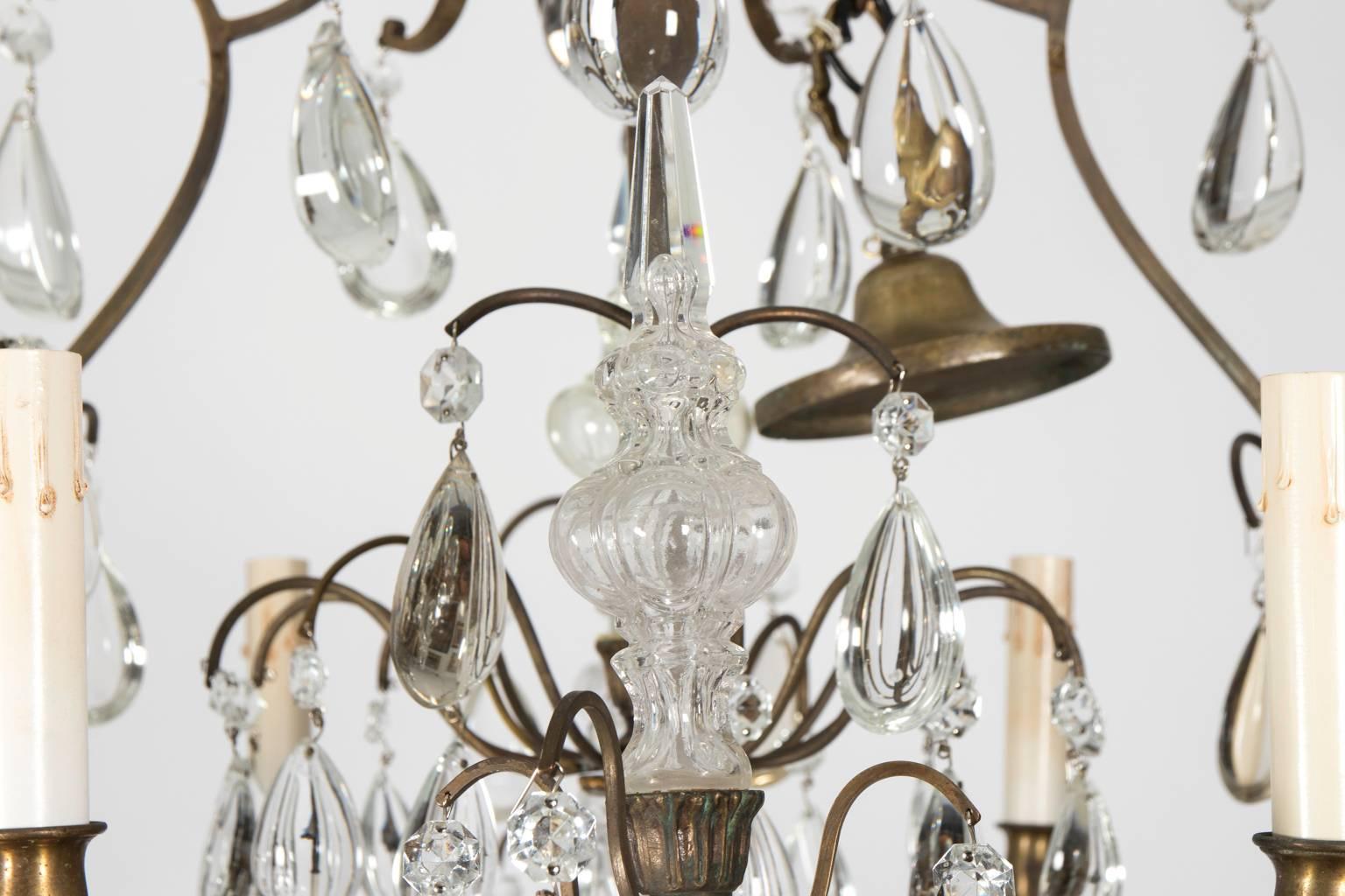 20th Century Eight-Light Crystal Chandelier, circa 1900 For Sale