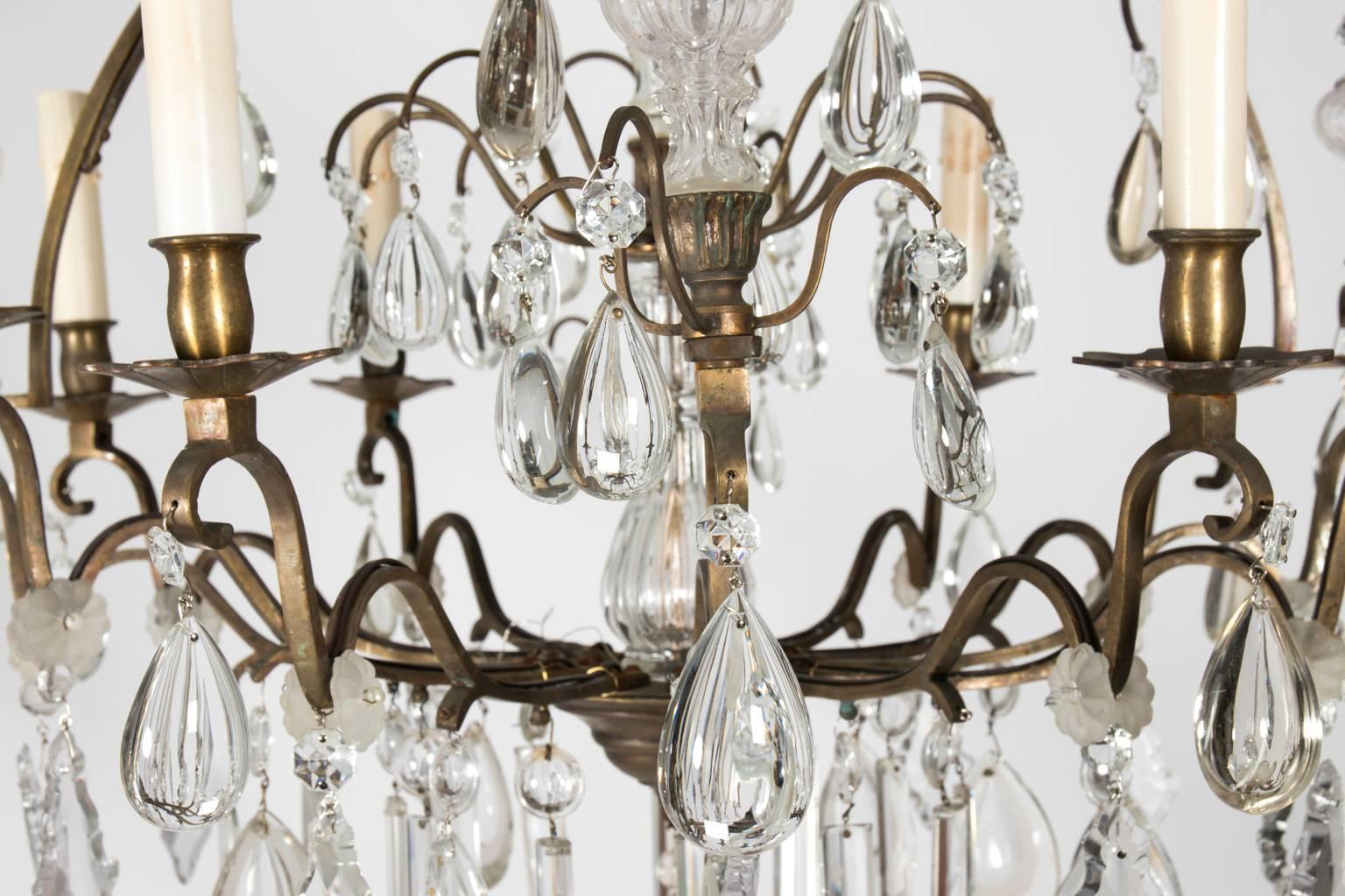 Eight-Light Crystal Chandelier, circa 1900 In Good Condition For Sale In Stamford, CT