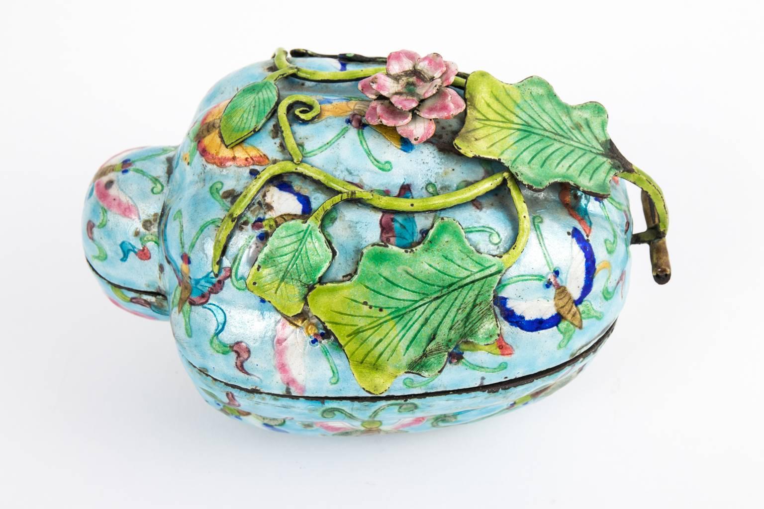 Hand-Painted Chinese Enamel Vessel  For Sale