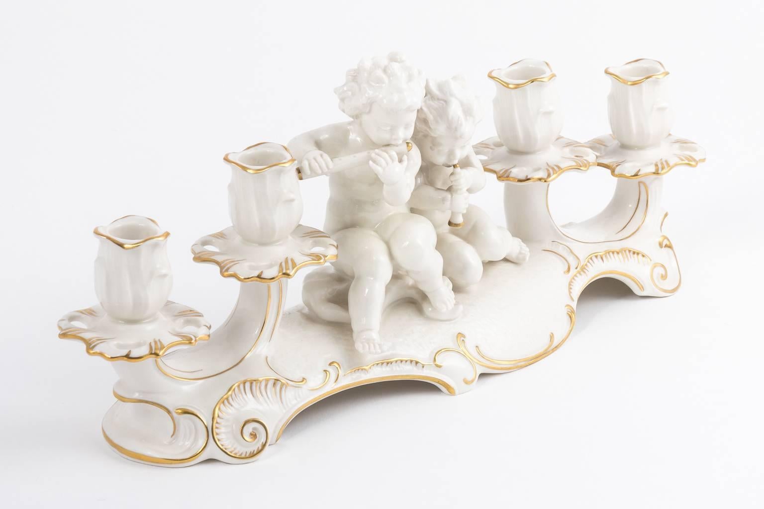 Porcelain Hutschenreuther Putti Candelabra For Sale