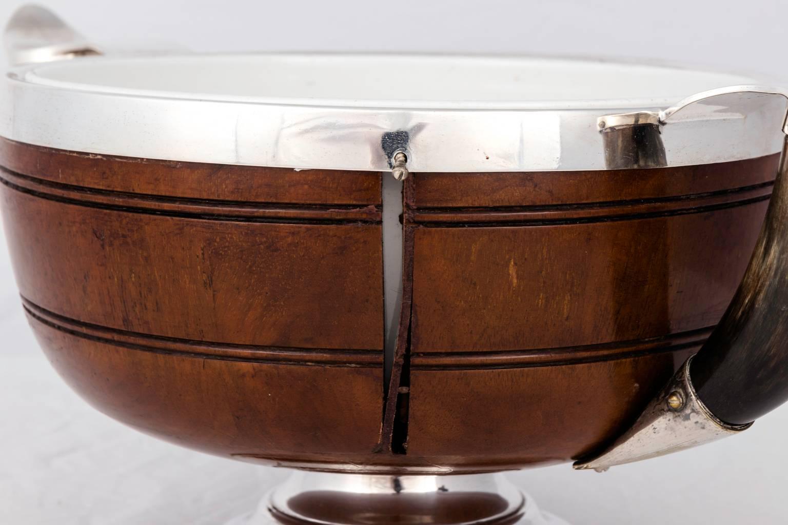 Edwardian Wood and Silver Plated Server Bowl  For Sale 1