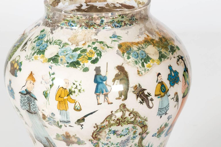 Chinese Decoupage Decorated Vase For Sale at 1stDibs