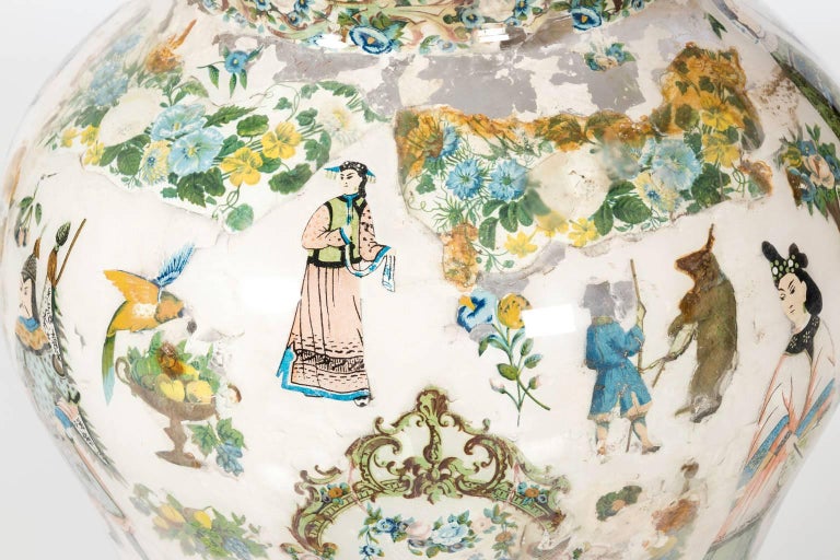 Chinese Decoupage Decorated Vase For Sale at 1stDibs