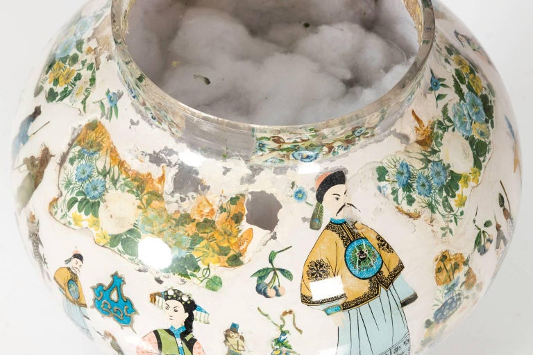 Chinese Decoupage Decorated Vase For Sale at 1stDibs