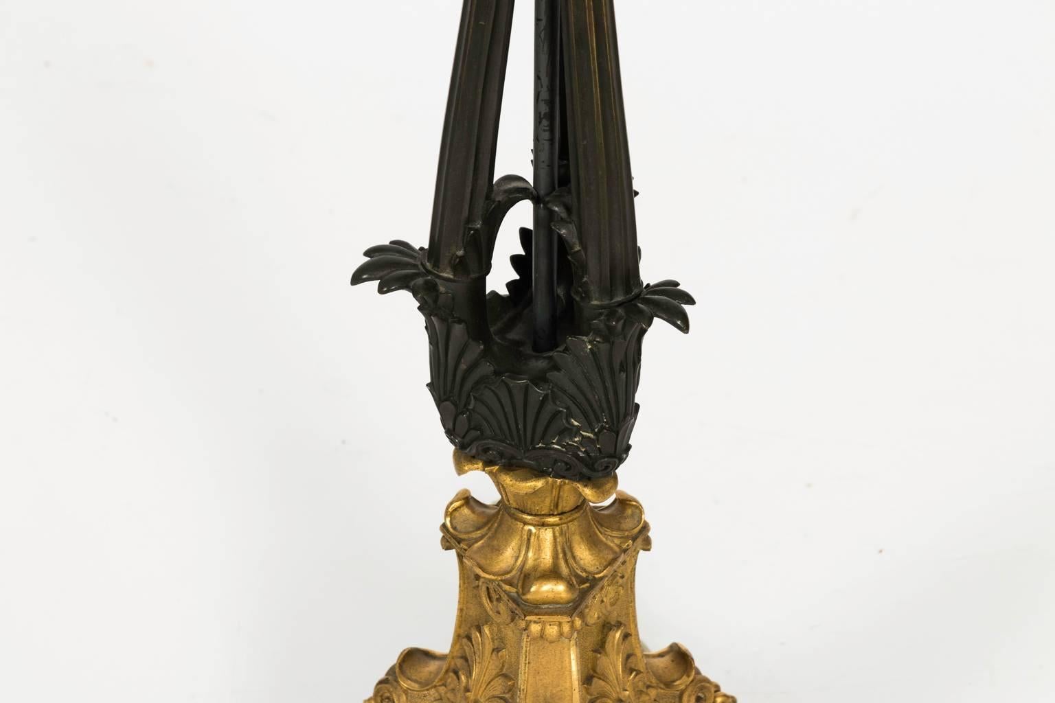Renaissance Revival Pair of French Bronze and Gilt Lamps