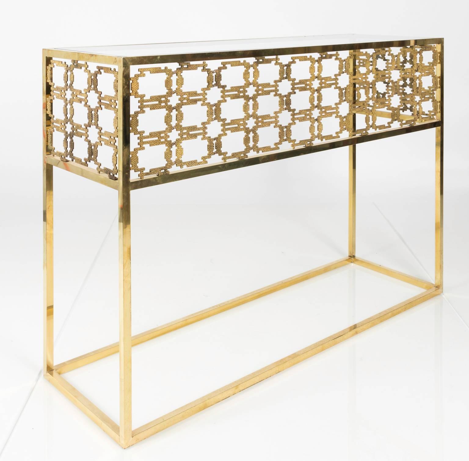 Pair of Midcentury Brass Modern Console Tables 4