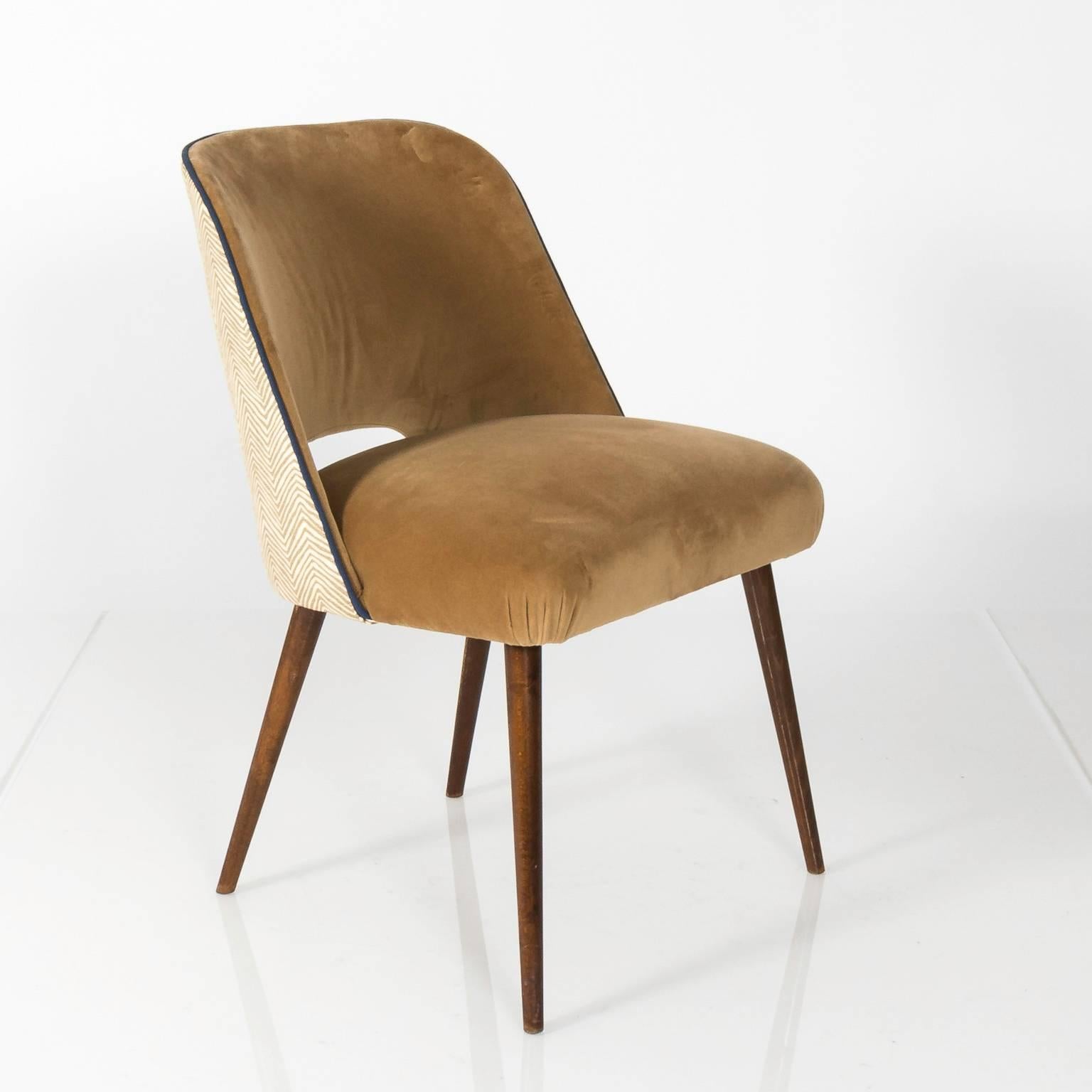 Velvet Pair of Art Deco Side Chairs 