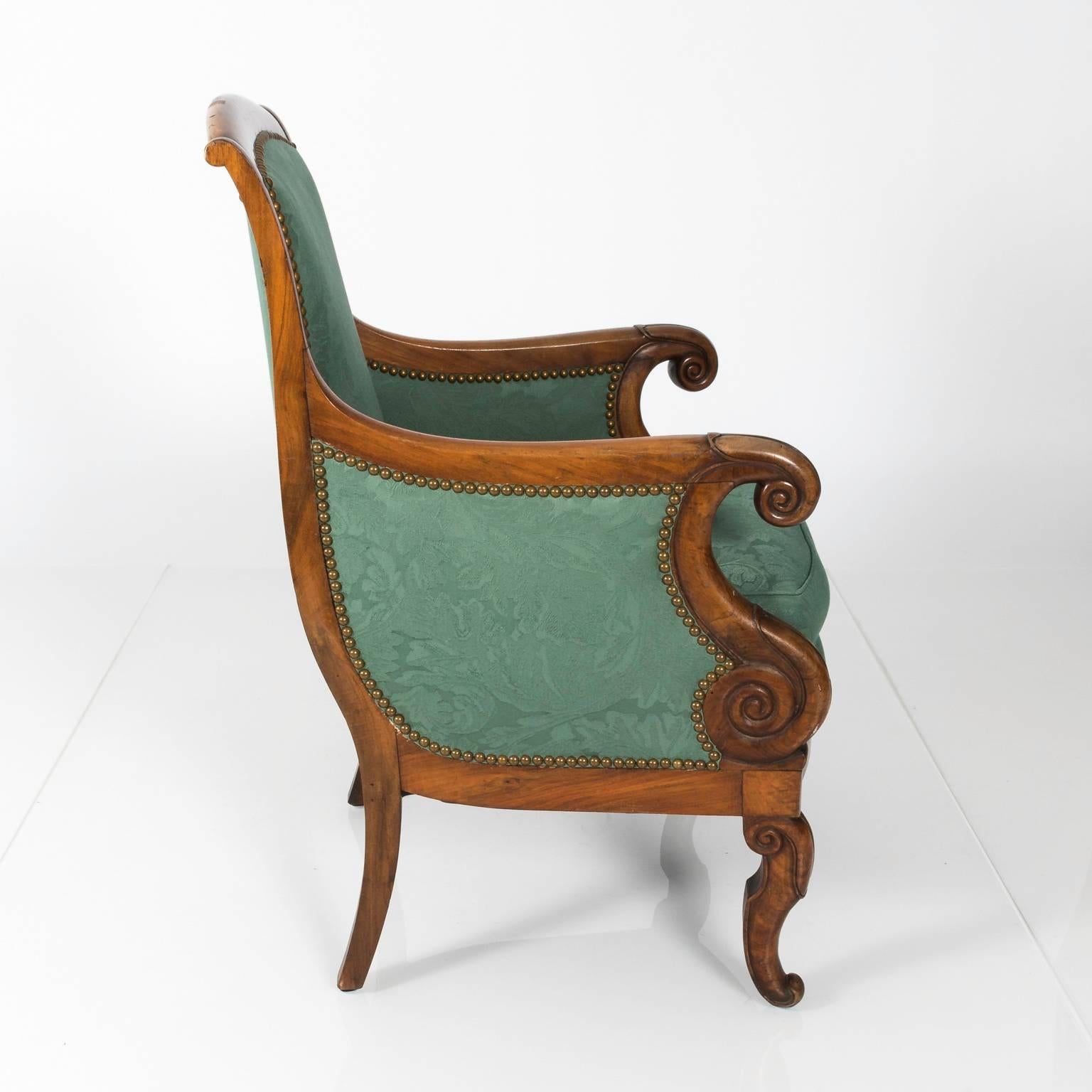 Pair of Early 20th Century Biedermeier Style Walnut Armchairs  6