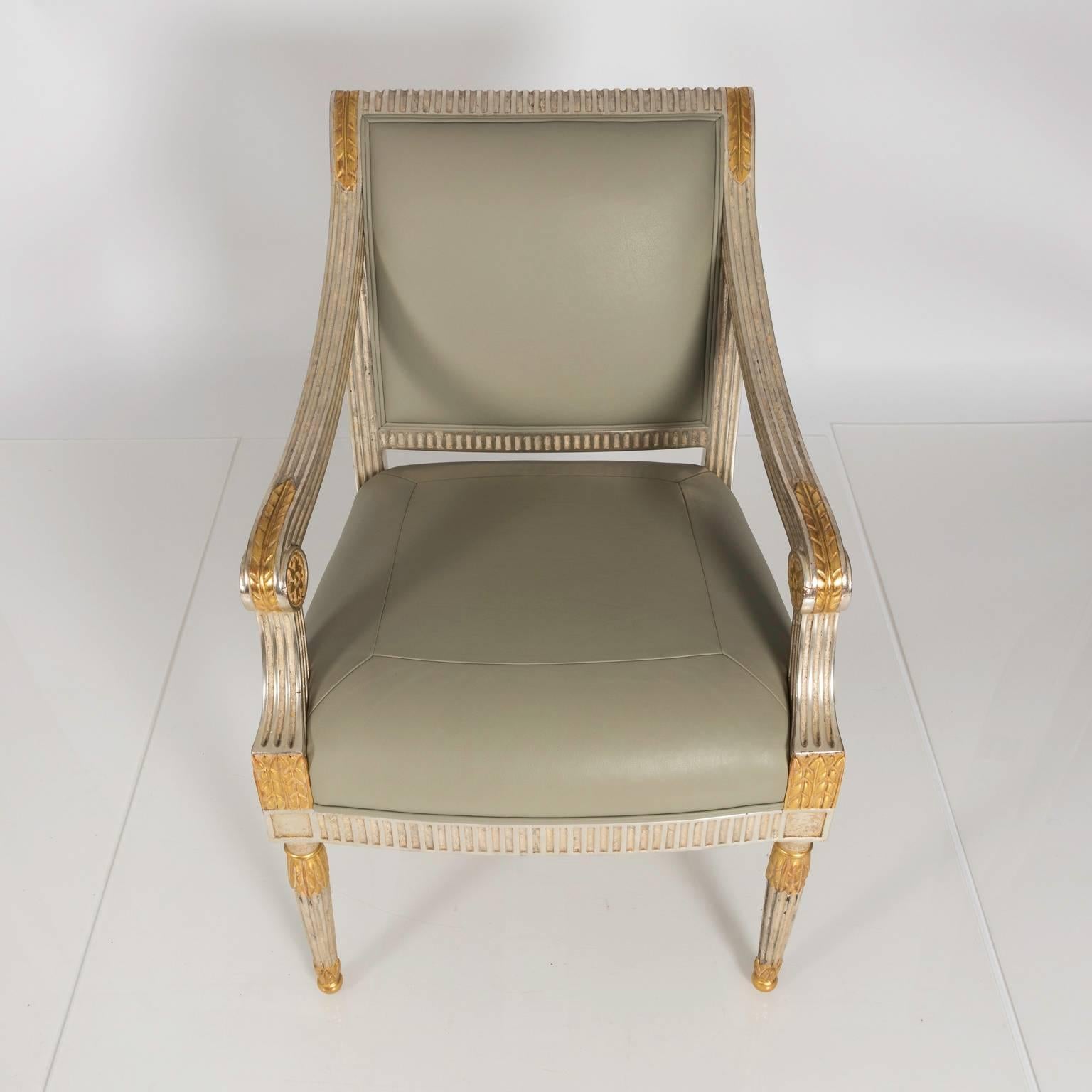 Gilt Pair of Mid-20th Century Louis XVI Style Armchairs For Sale