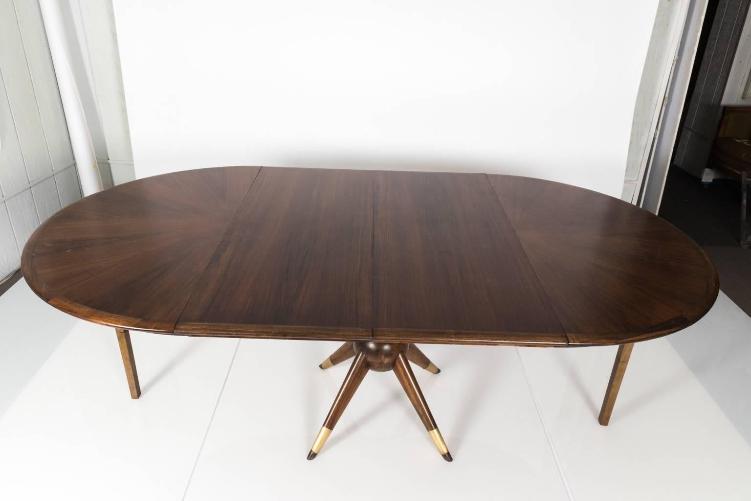 Mid-Century Modern Teak Wood Adjustable Oval / Round Dining Table 3