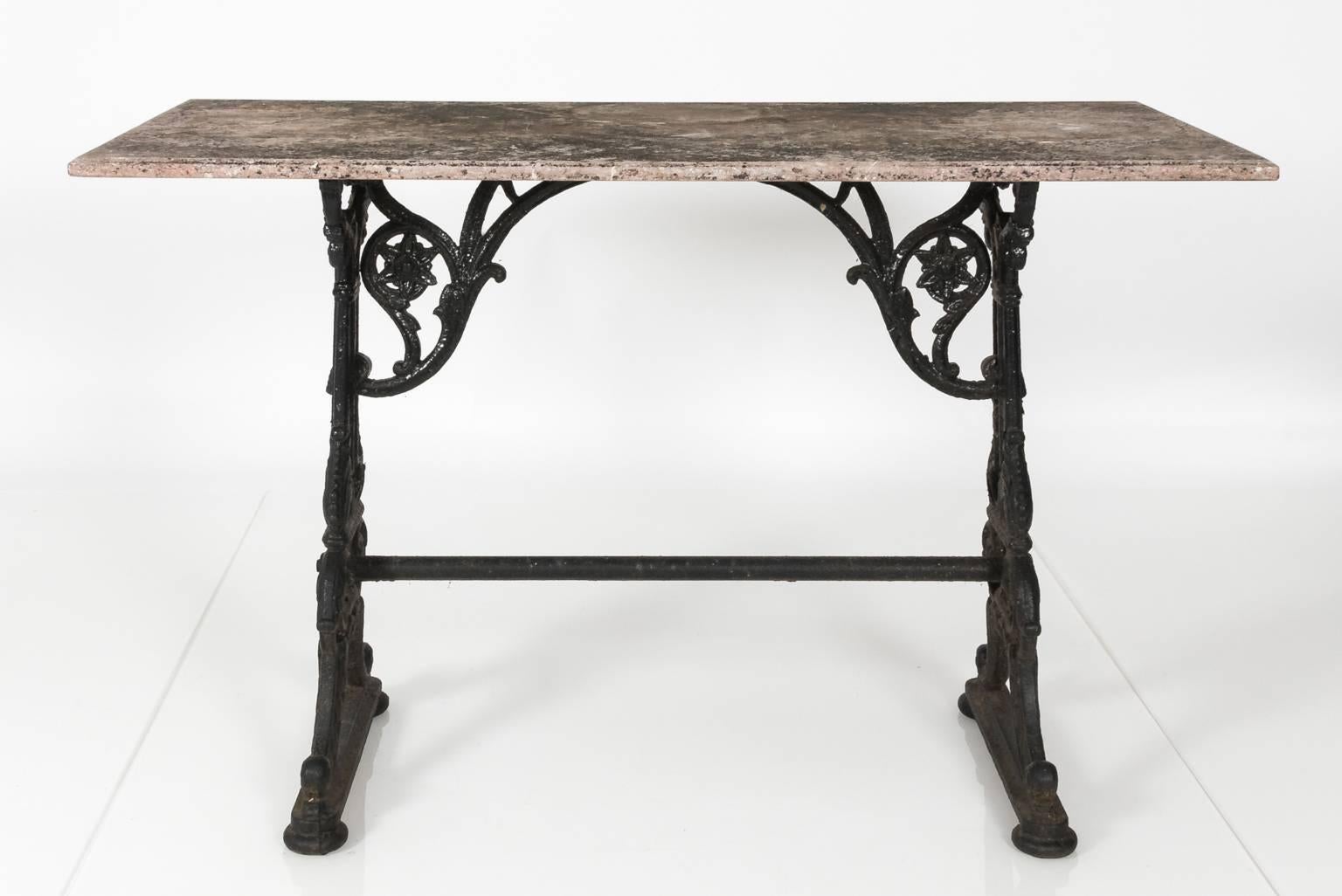 Late 19th Century Cast Iron Marble-Top Baker's Table 2