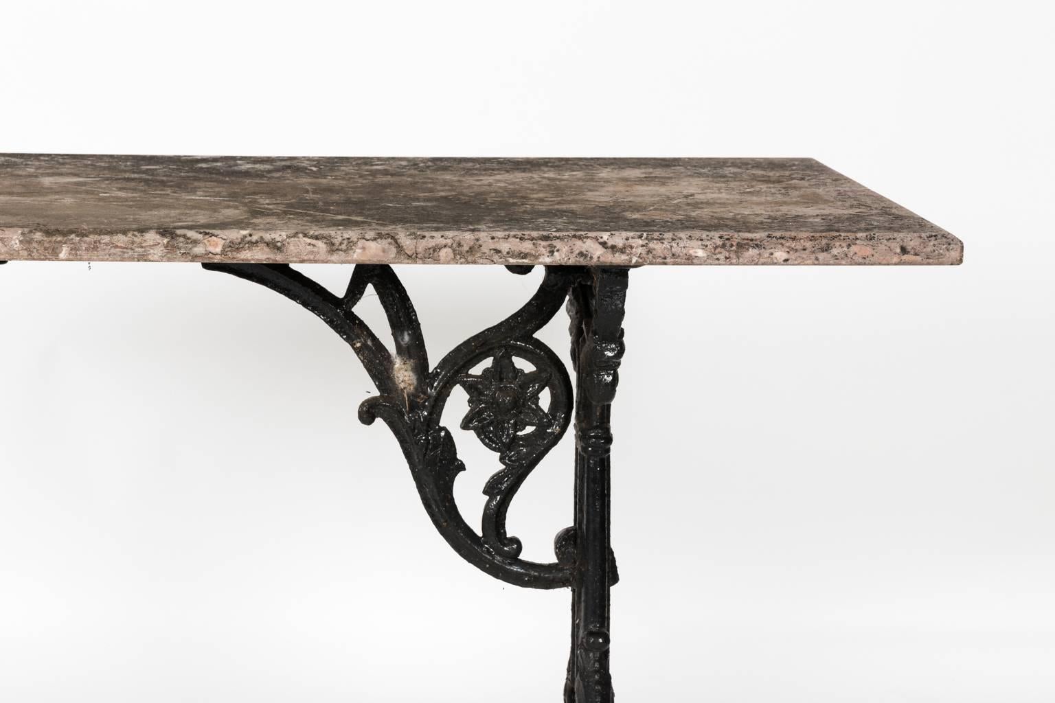 Late 19th Century Cast Iron Marble-Top Baker's Table 4