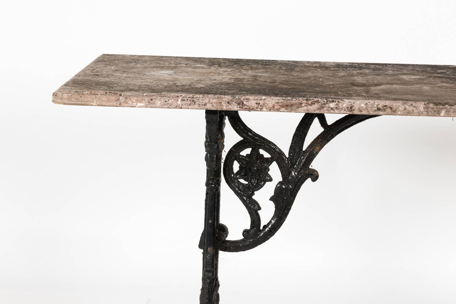 Late 19th Century Cast Iron Marble-Top Baker's Table 5