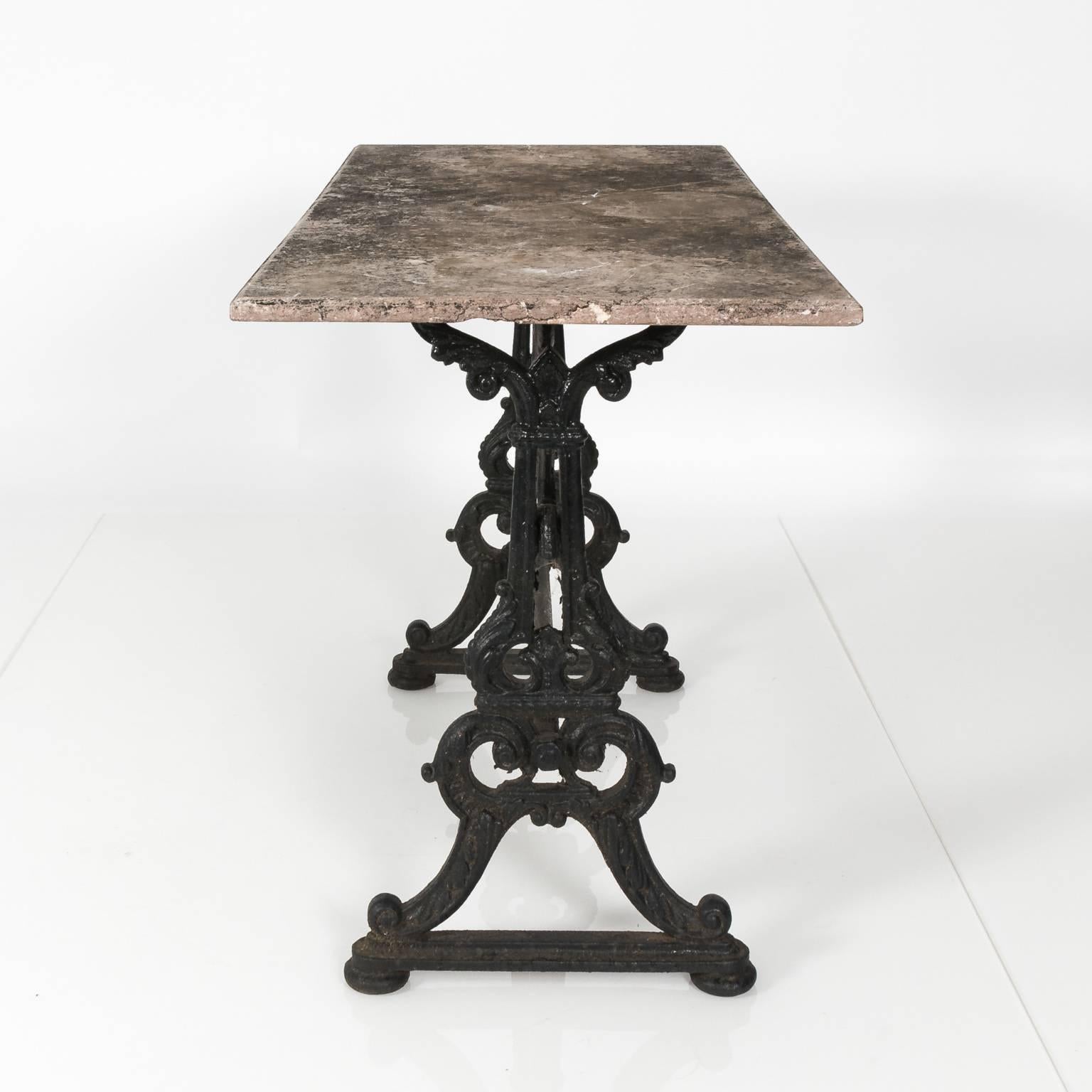 Late 19th Century Cast Iron Marble-Top Baker's Table In Good Condition In Stamford, CT