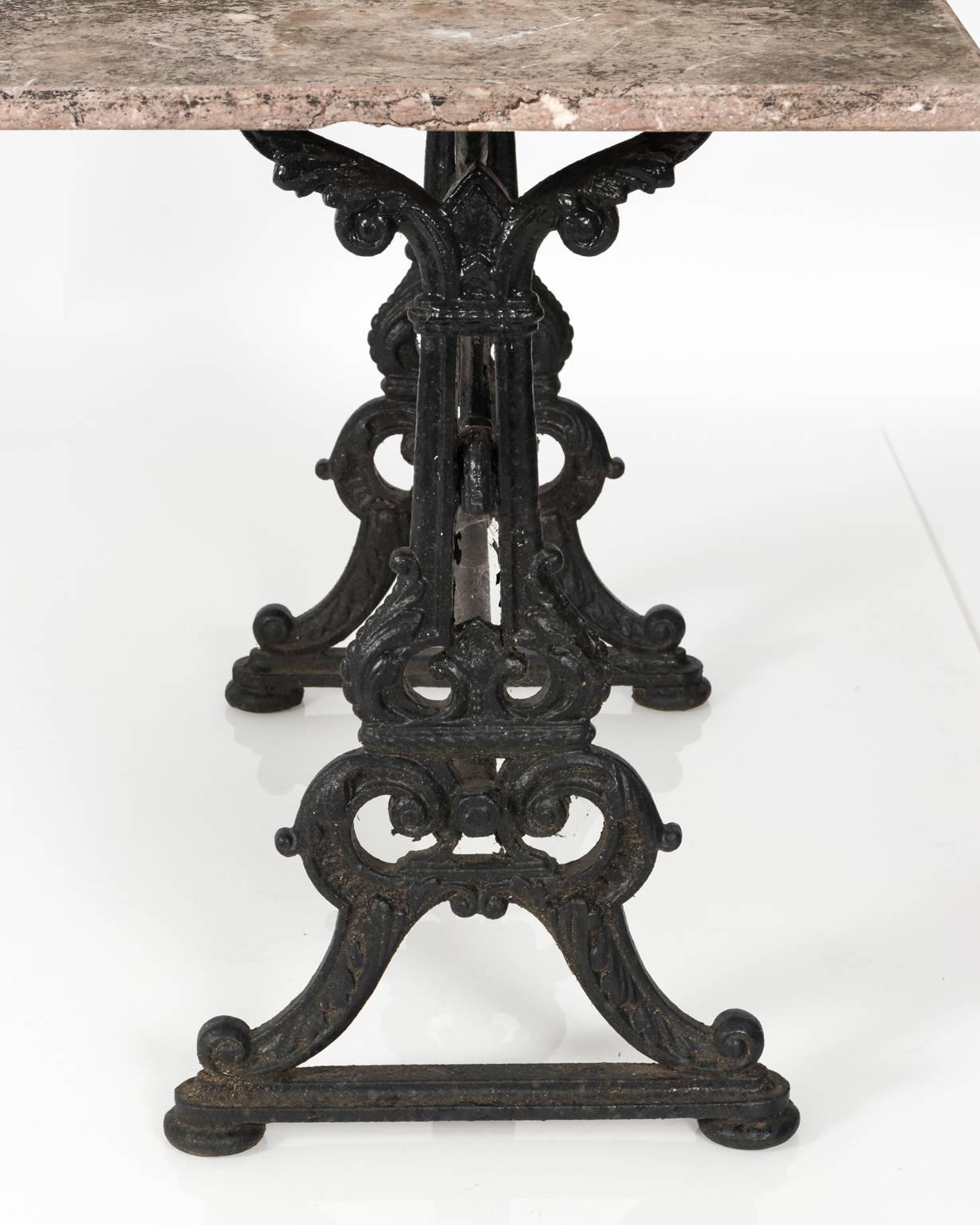 Late 19th Century Cast Iron Marble-Top Baker's Table 1