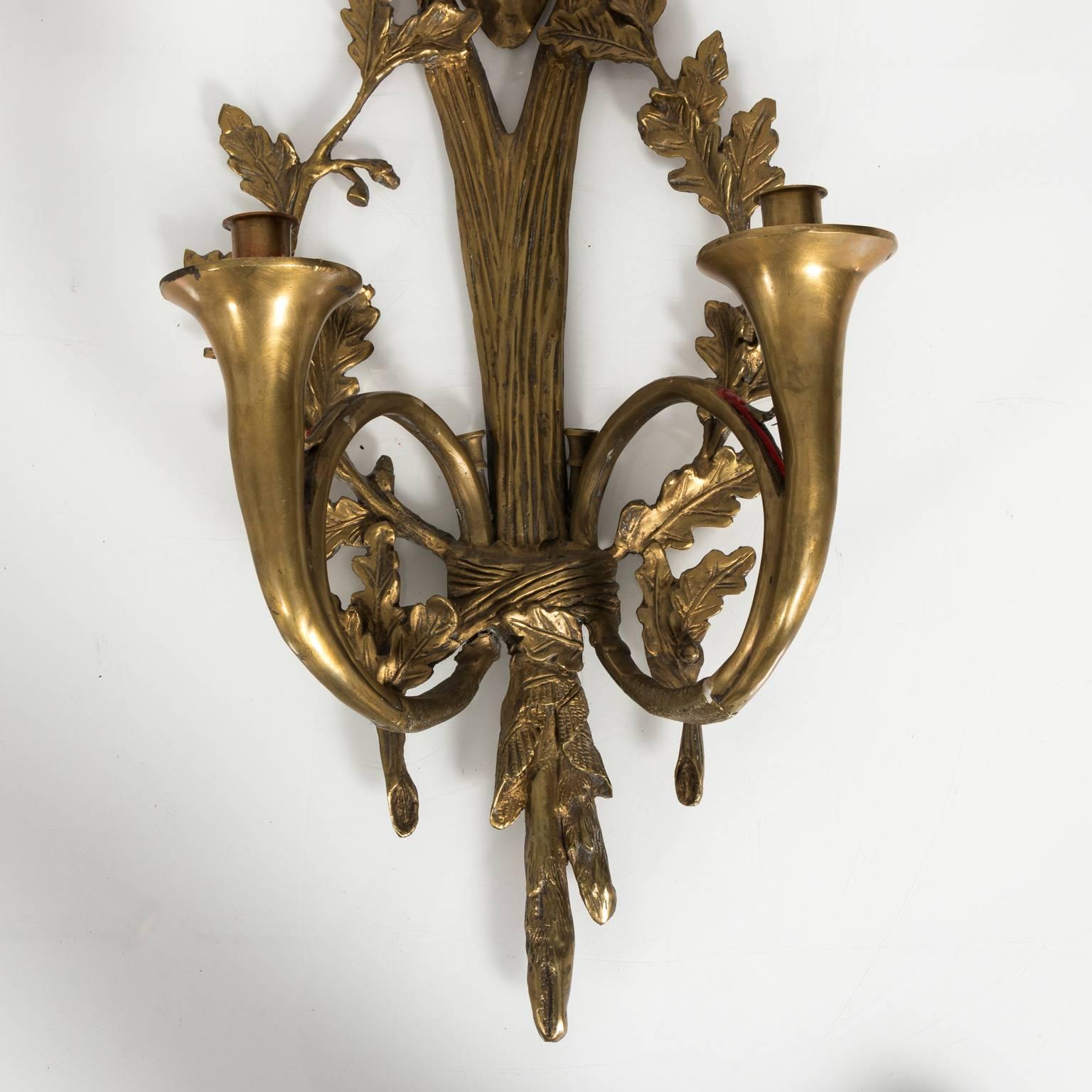 Pair of Early 20th Century Bronze Stag Head Sconces 2