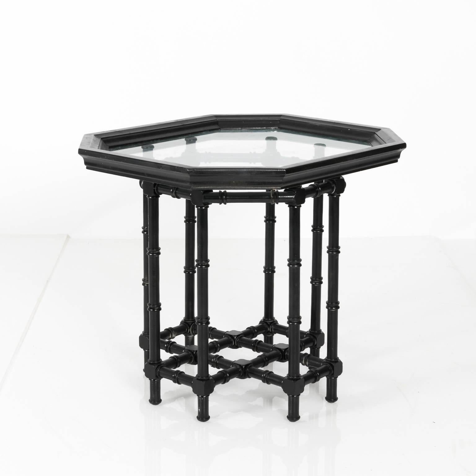 Lacquered Faux Bamboo End Table