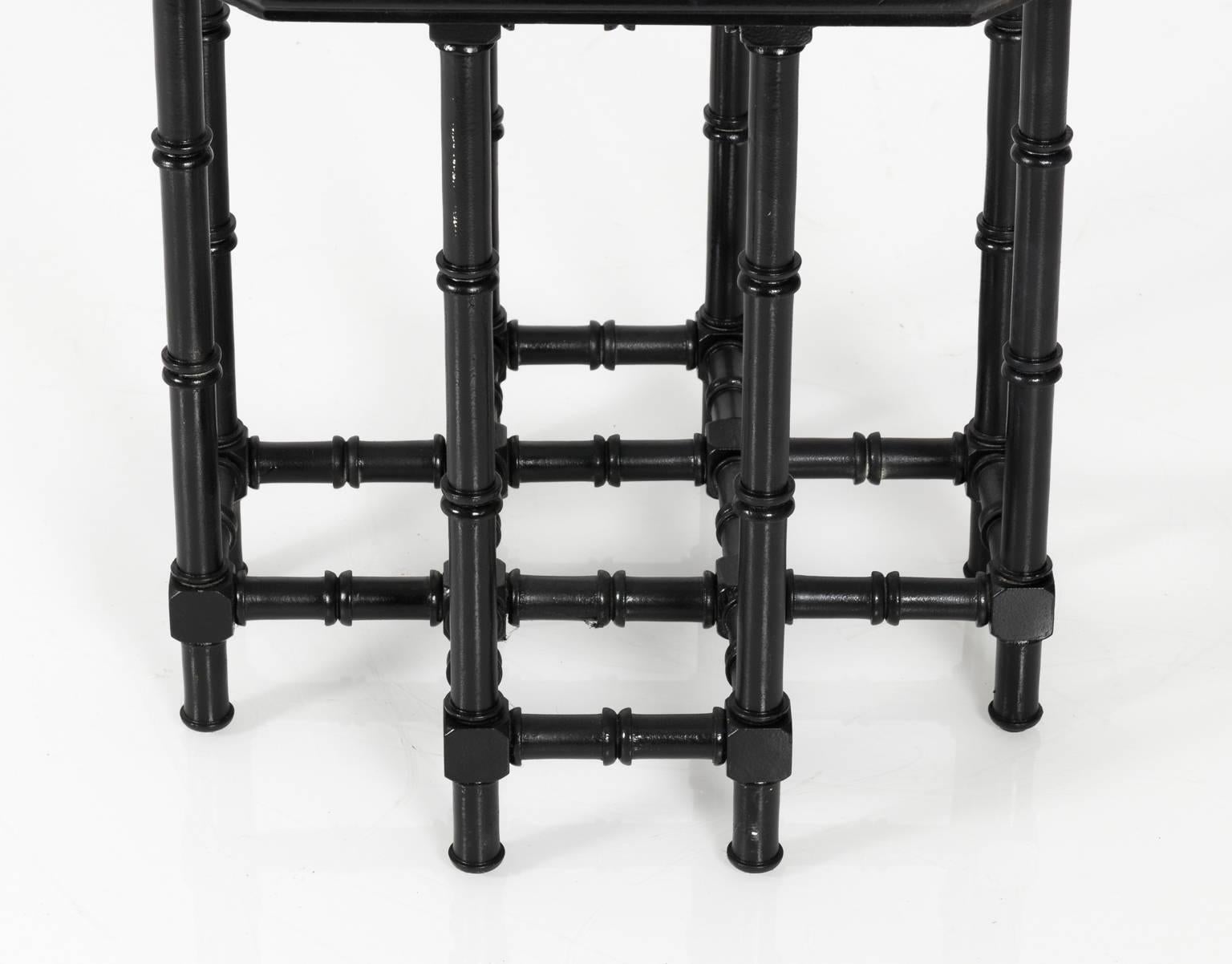 Faux bamboo end table, circa mid-20th century.
 