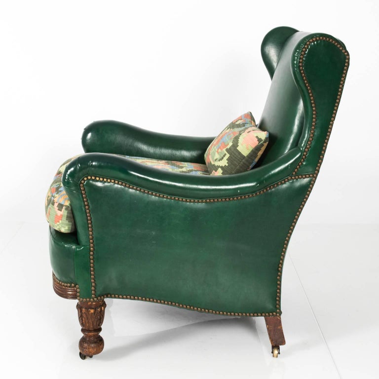 Edwardian Green Leather Club Chair at 1stdibs