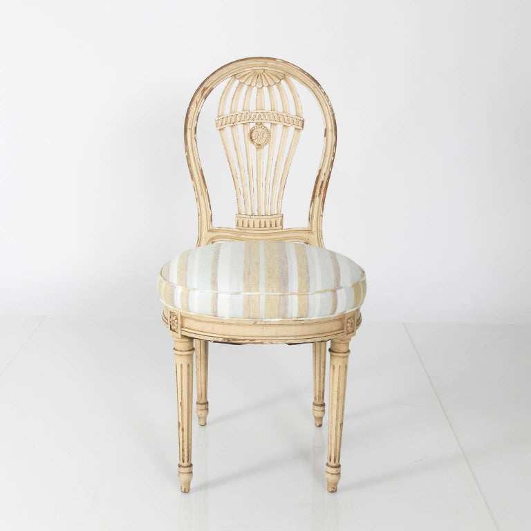 Set of Four French Balloon Back Side Chairs For Sale at 1stdibs