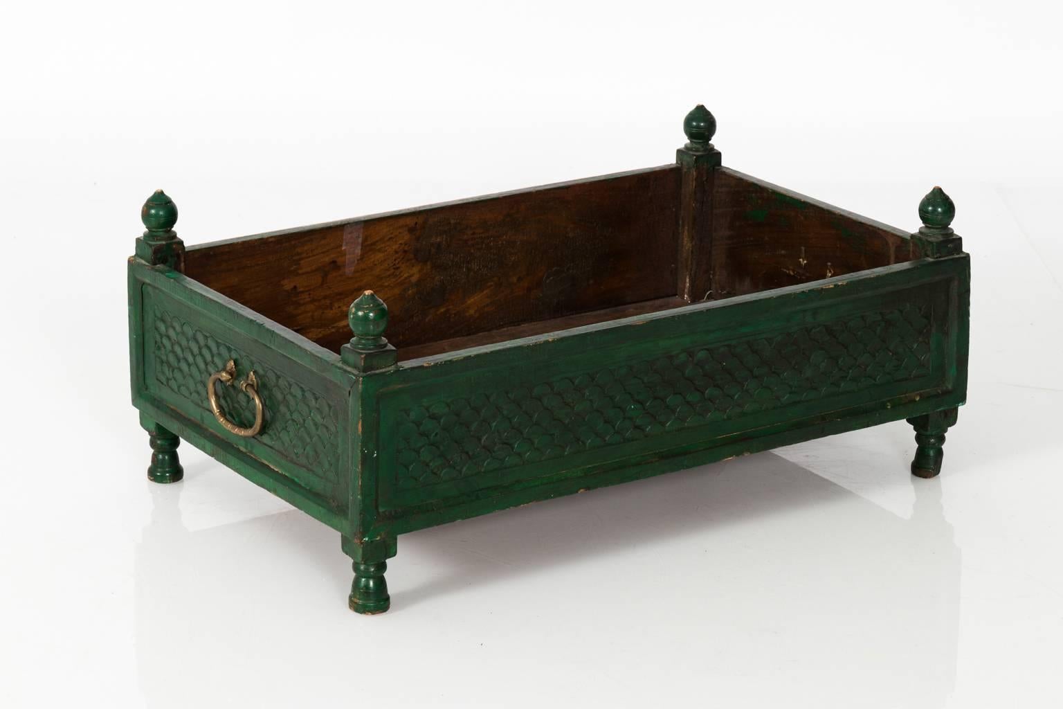 Green Painted Wood Box 1