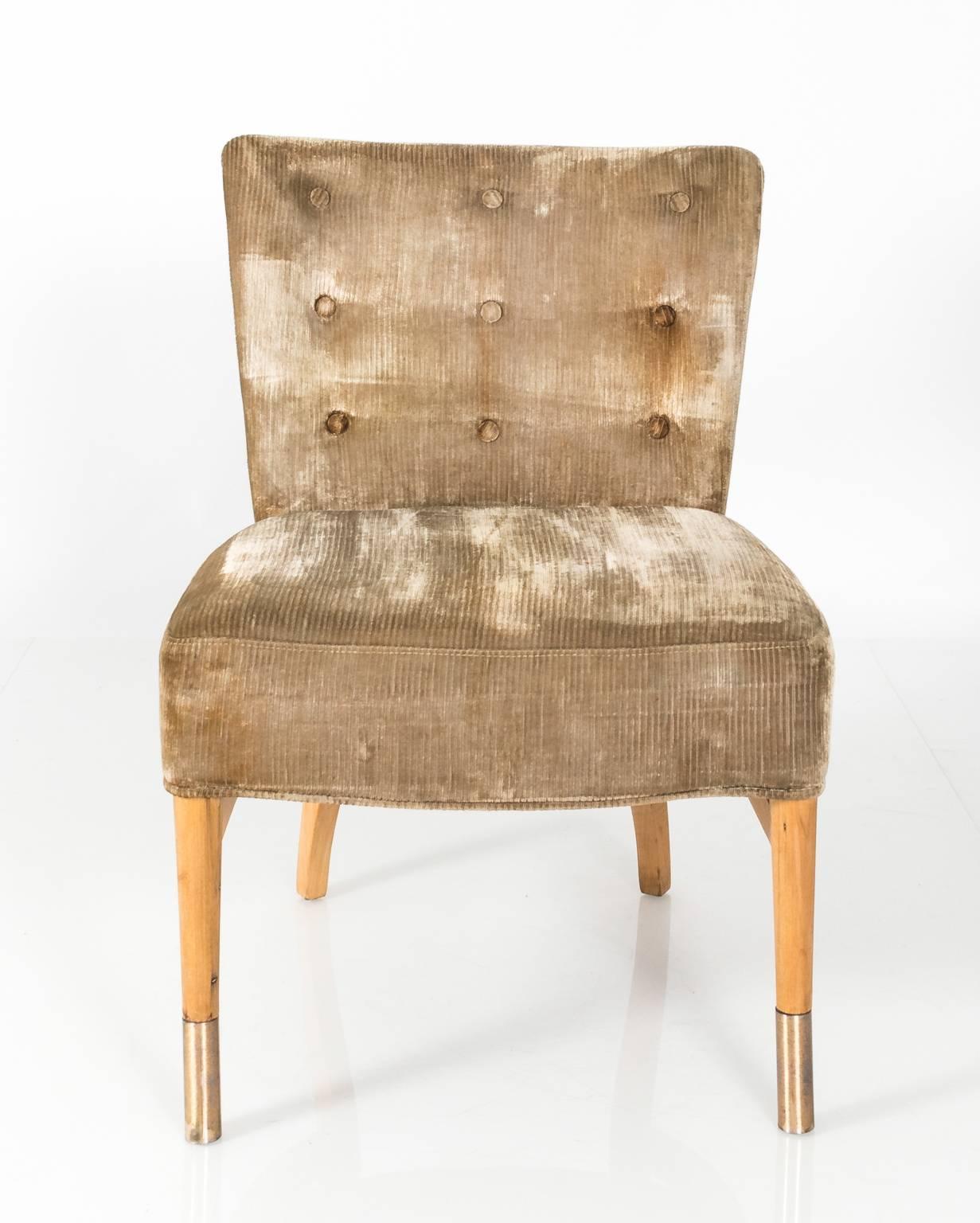 20th Century Pair of Italian Slipper Chairs, circa 1950 For Sale