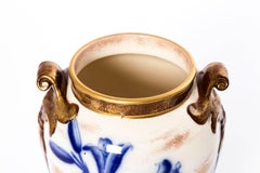 William Alsager Adderley Lily Vase 19th Century English Flow Blue & Gold Urn Pot