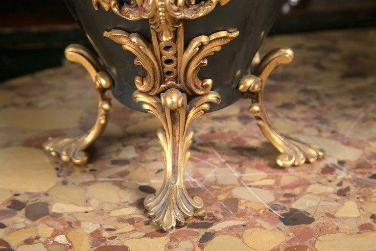Patinated and Gilt Bronze Decorative Urn In Good Condition In Woodbury, CT