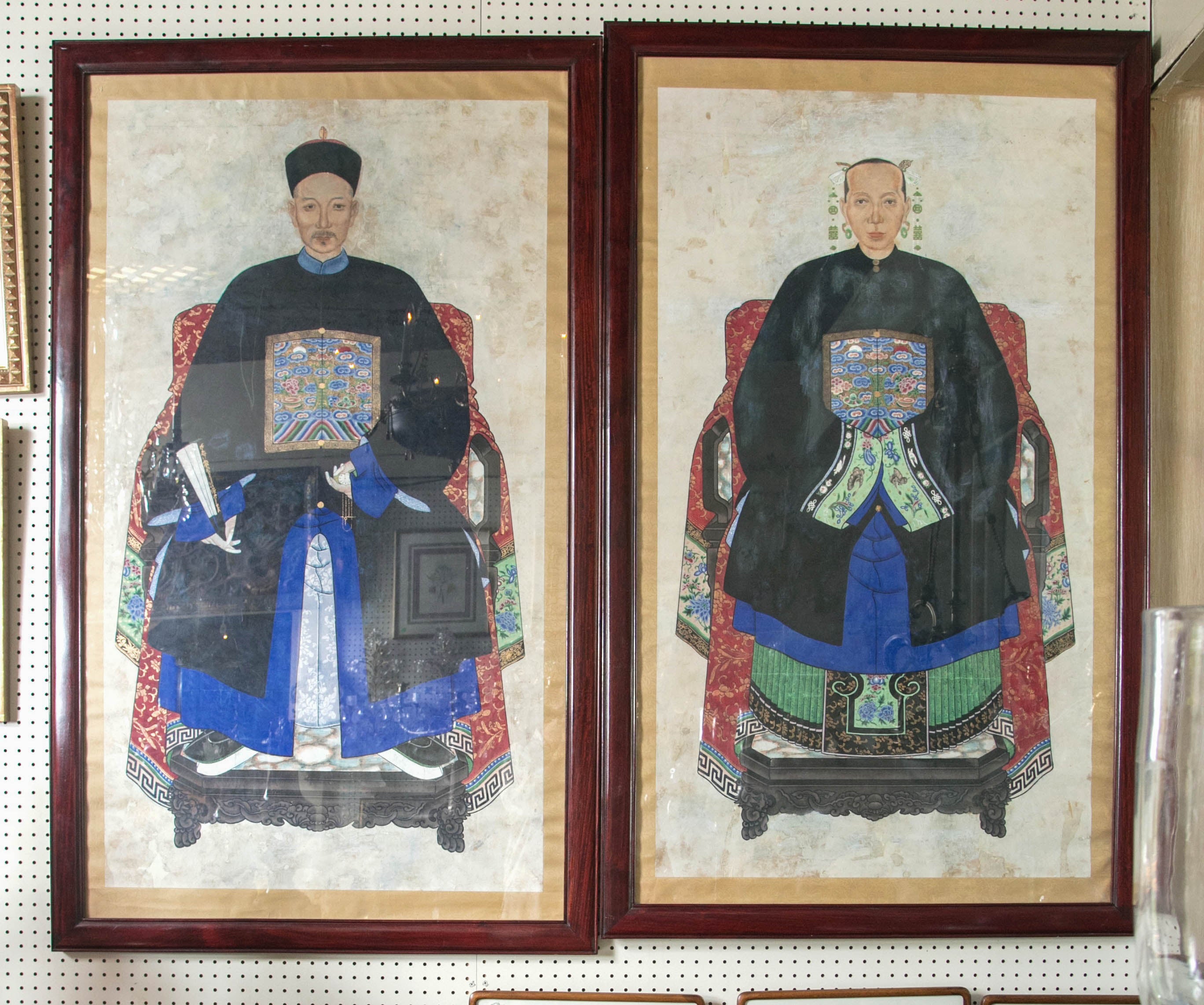 Large Pair of Chinese Ancestral Portraits