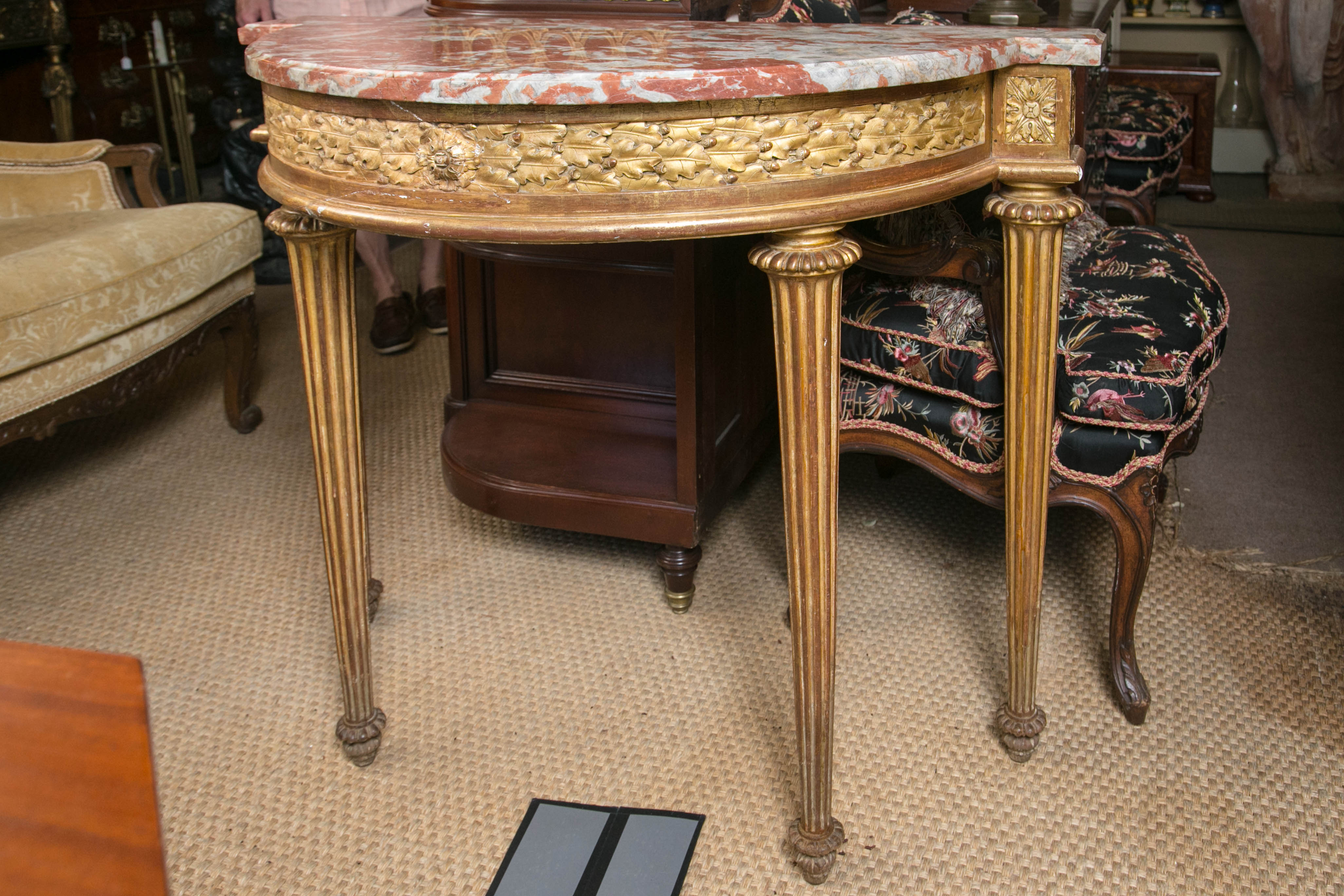 18th Century Giltwood Marble-Top D-Shaped Console Table For Sale