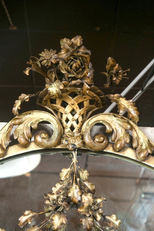 American Painted and Gilded Wrought Iron Mirror