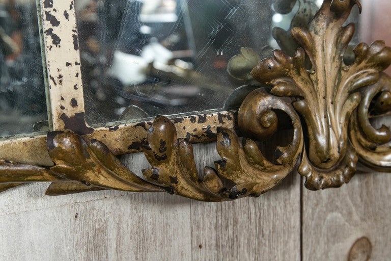 Painted and Gilded Wrought Iron Mirror 1
