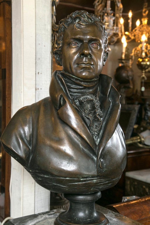 Bronze Bust of Robert Fulton In Excellent Condition For Sale In Woodbury, CT