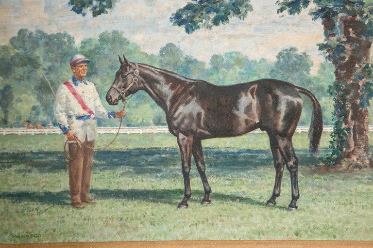 American Two  Portraits of Trotters Signed Milton Menasco For Sale