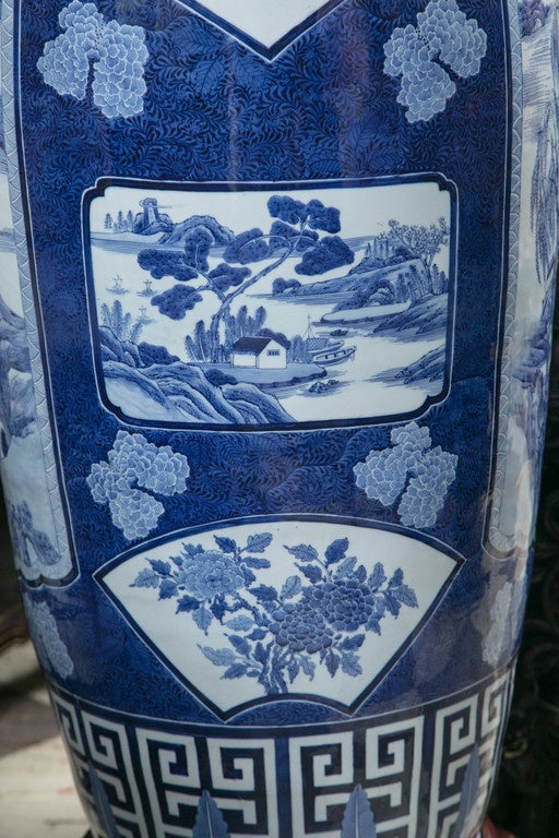 Monumental Pair of Japanese Porcelain Floor Vases 2