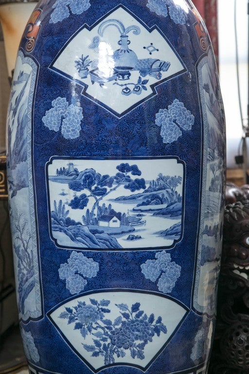 Monumental Pair of Japanese Porcelain Floor Vases 4