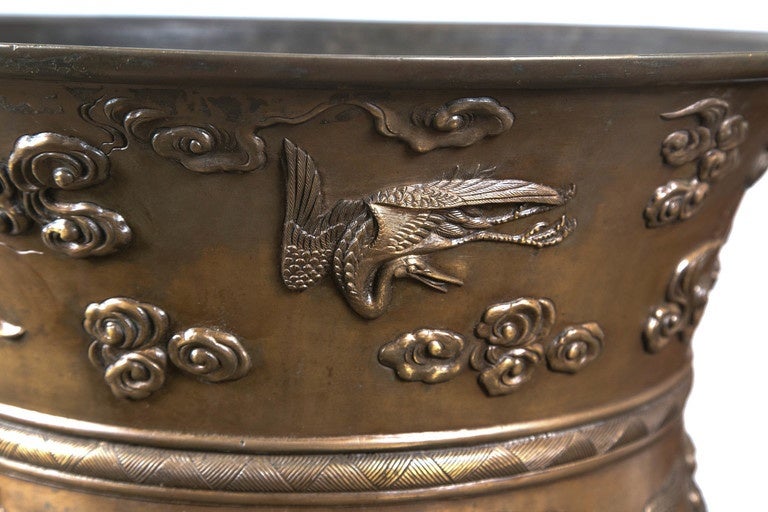 Hand-Crafted Japanese Bronze Large Vase