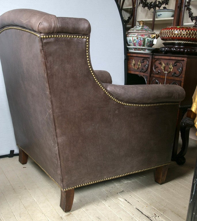 Pair of Ralph Lauren Leather Club Chairs 2