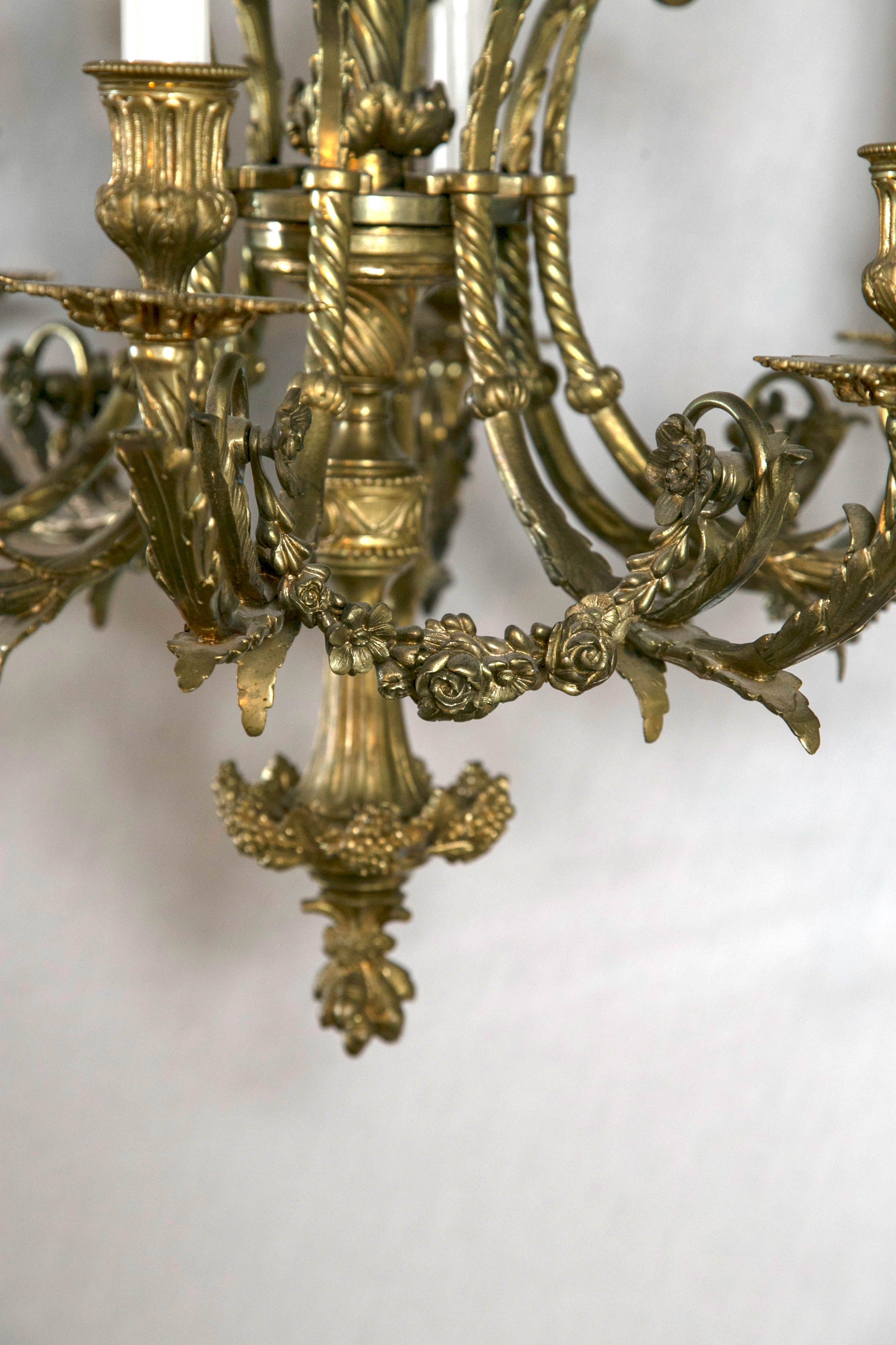 Louis XVI Style 8 Light  Bronze Chandelier In Excellent Condition For Sale In Woodbury, CT