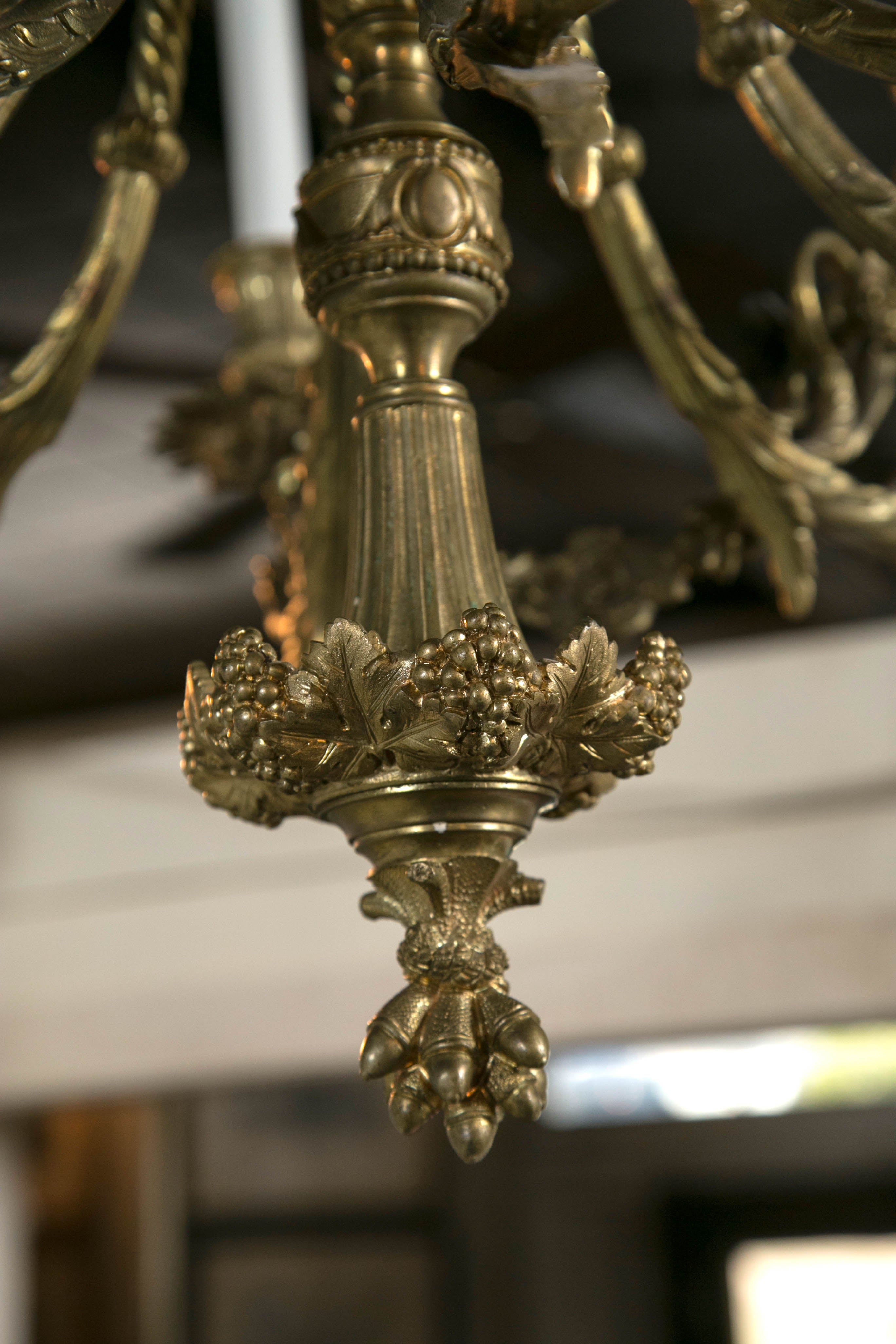 Louis XVI Style 8 Light  Bronze Chandelier For Sale 1