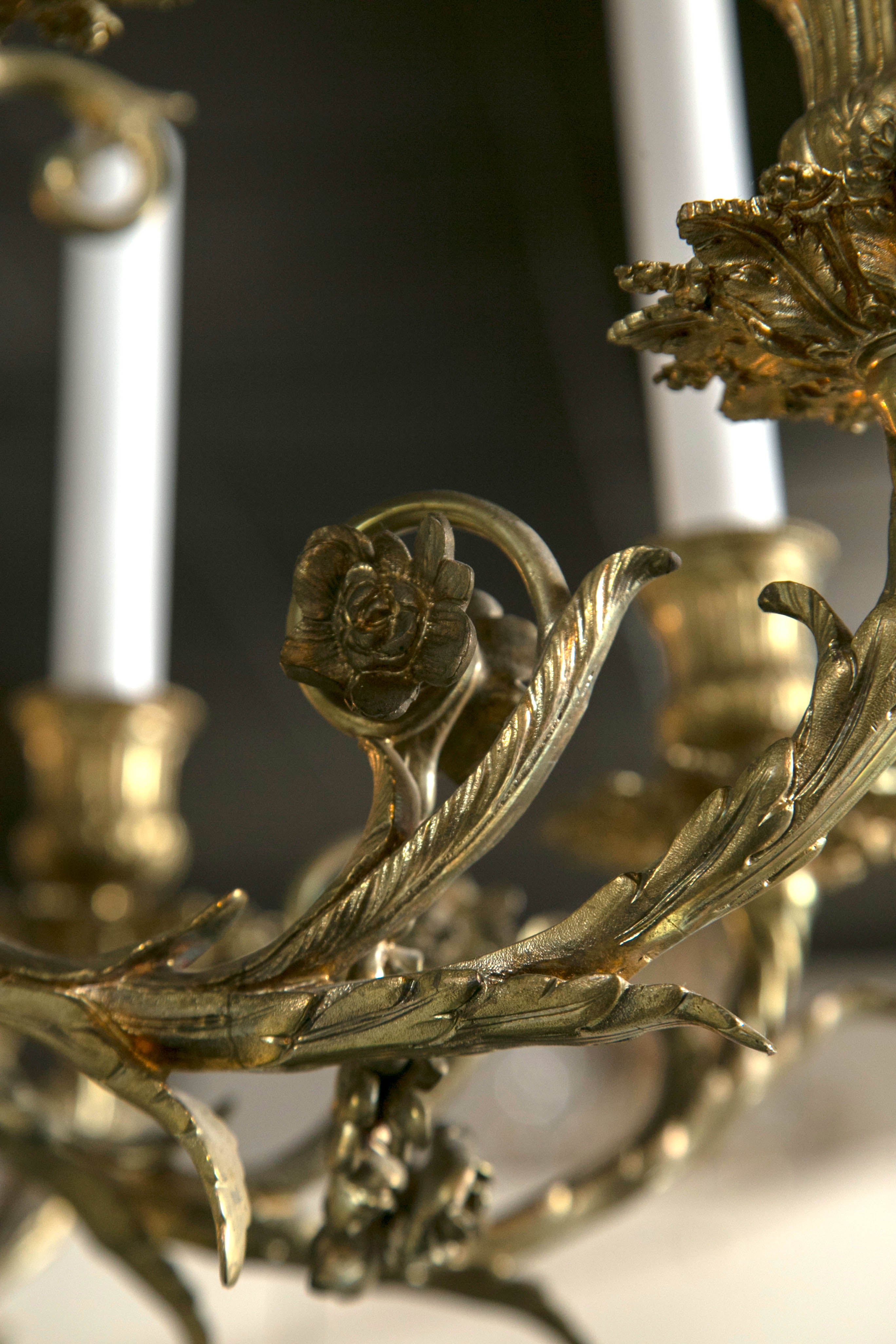Louis XVI Style 8 Light  Bronze Chandelier For Sale 2