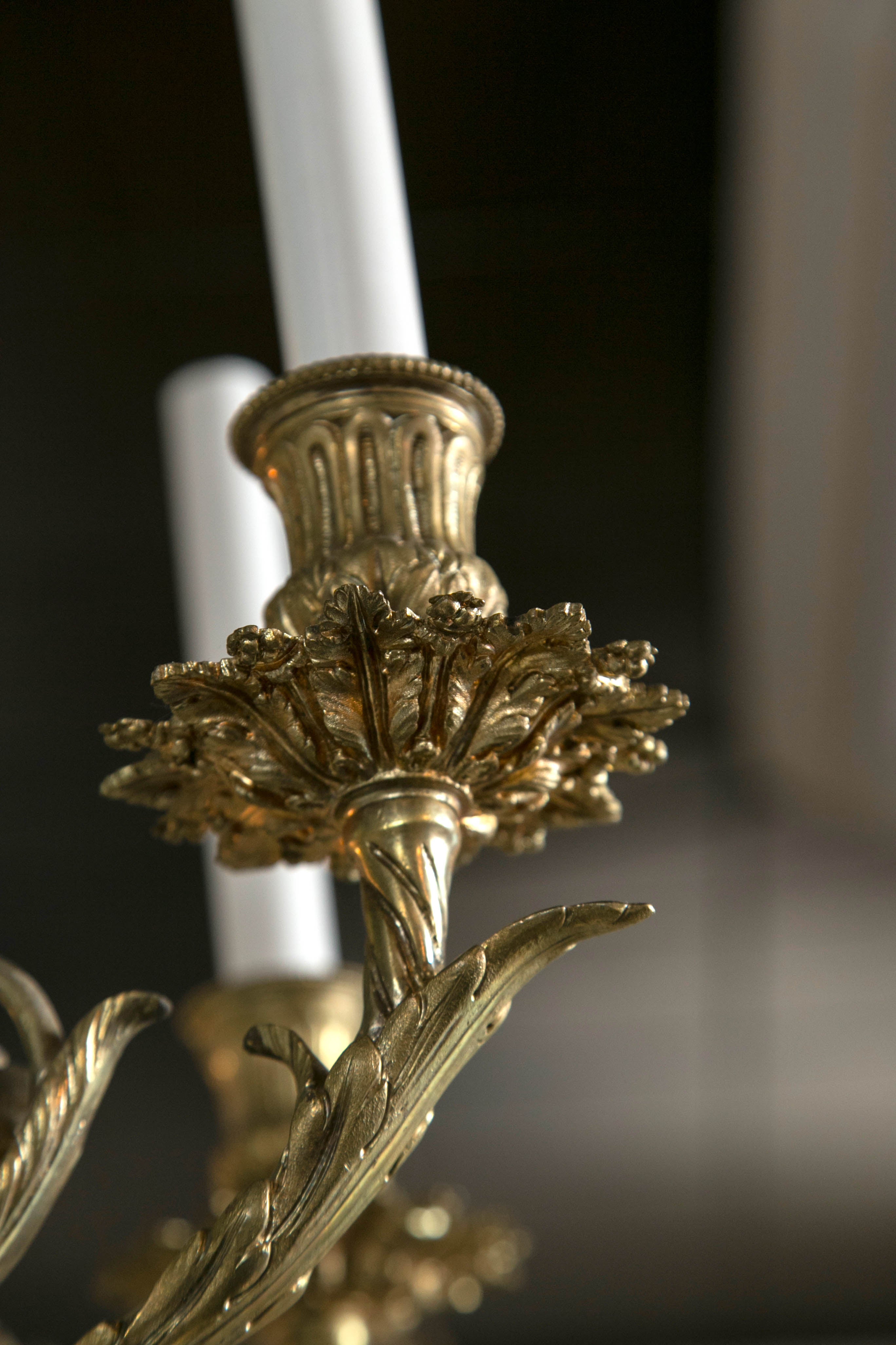 Louis XVI Style 8 Light  Bronze Chandelier For Sale 3