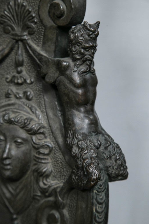 19th Century Pair of Dark Bronze Italian Andirons For Sale