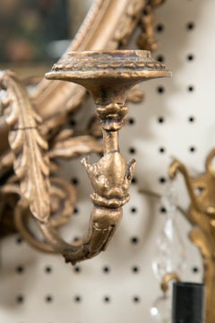 Pair of  Wood  Three Light, Shield Shaped Mirrored Sconces